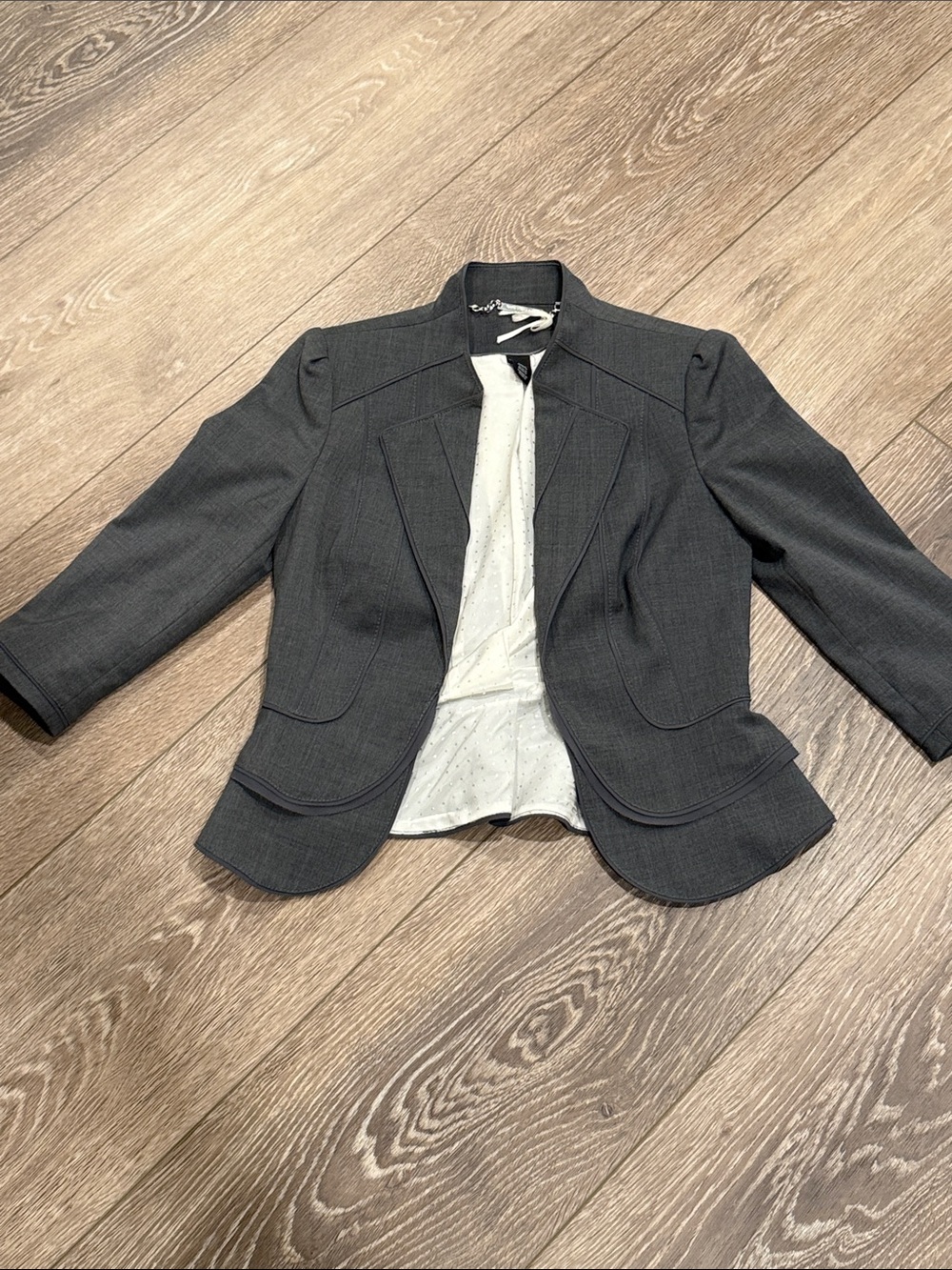 White House Black Market Dark Gray Tailored Peplum Blazer